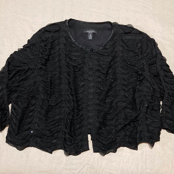 R&M Richards Black Ribbon Formal Jacket with Sequin Embellishments - Picture 1 of 15